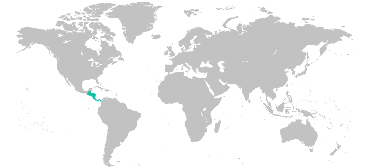 Map of the world with Central America highlighted.